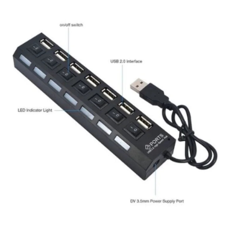 Usb Hub 7 Portas 2.0 Hd